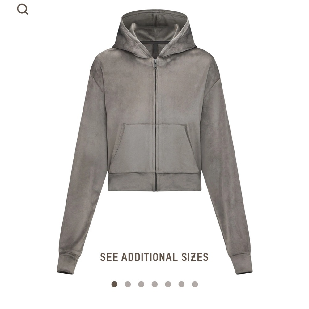 Skims Gunmetal Velour Hoodie